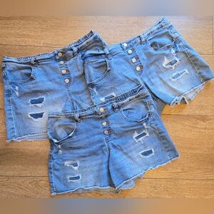 LOT OF 3 WONDER NATION Girls Distressed Jean Shorts Size XL